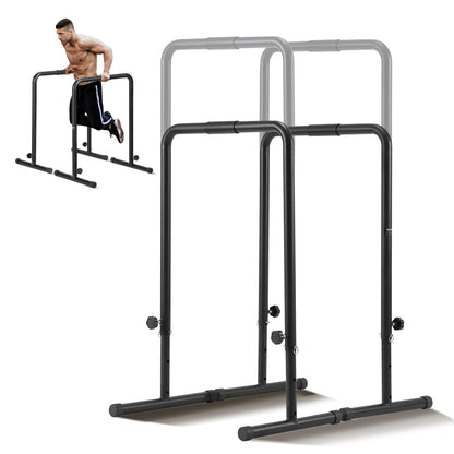 VEVOR Dip Bars 440 lbs Capacity Heave Duty Dip Stand Station with Adjustable Height Fitness Workout Dip Bar Station Stabilizer Parallette Push Up Stand Parallel Bars for Strength Training Home Gym