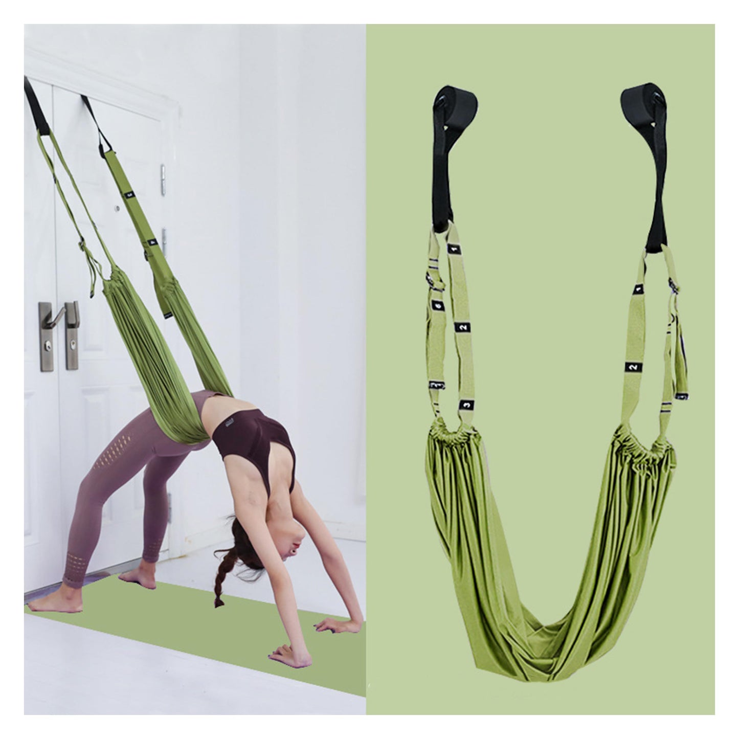 Waist Back Leg Stretch Strap Yoga Fitness Stretcher Back Bend Assist Trainer with Door Anchor Waist Flexibility Equipment for Pilates Dancing Gymnastics
