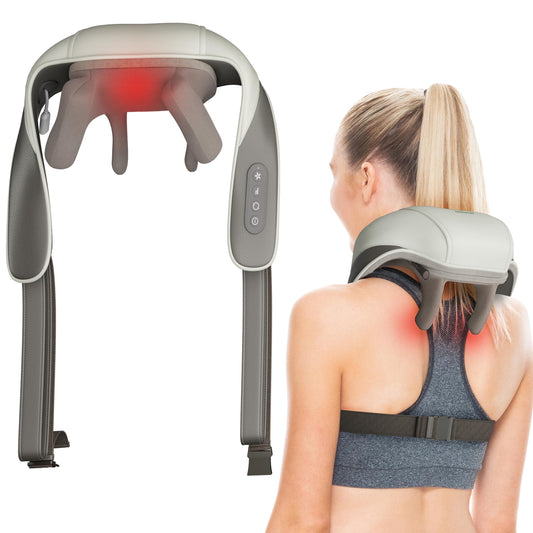 adomii Electric Shiatsu Neck and Back Massager for Pain Relief - Deep Tissue Massager w/Heat Function to Relax Muscles - Cordless Shoulder & Neck Massager w/ 4D Kneading Heated Massage - Ideal Gift