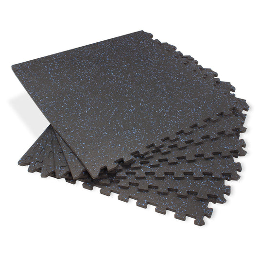 We Sell Mats 3/8-Inch Thick Interlocking Foam Tiles with Rubber Top - Personal Fitness Mat EVA Foam Puzzle Floor Tiles For Home Gym Workouts 24 in x 24 in