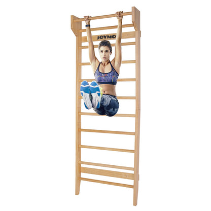 Gymnastics Wood Stall Bar Multi-use Swedish Ladder- Wall Mounted Pull Up Bar-Physical Therapy for Stretching and Various ExercisesIndoor Home Gym Workout Yoga