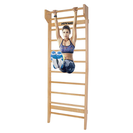 Gymnastics Wood Stall Bar Multi-use Swedish Ladder- Wall Mounted Pull Up Bar-Physical Therapy for Stretching and Various ExercisesIndoor Home Gym Workout Yoga