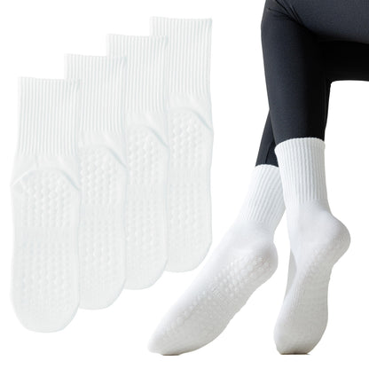 Yoga Pilates Non Slip Ankle/Crew Socks with Grips for Women (3 Pairs) Non Skid Gripper Socks for Hospital Barre Home (5)