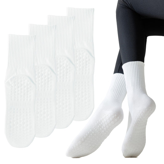 Yoga Pilates Non Slip Ankle/Crew Socks with Grips for Women (3 Pairs) Non Skid Gripper Socks for Hospital Barre Home (5)