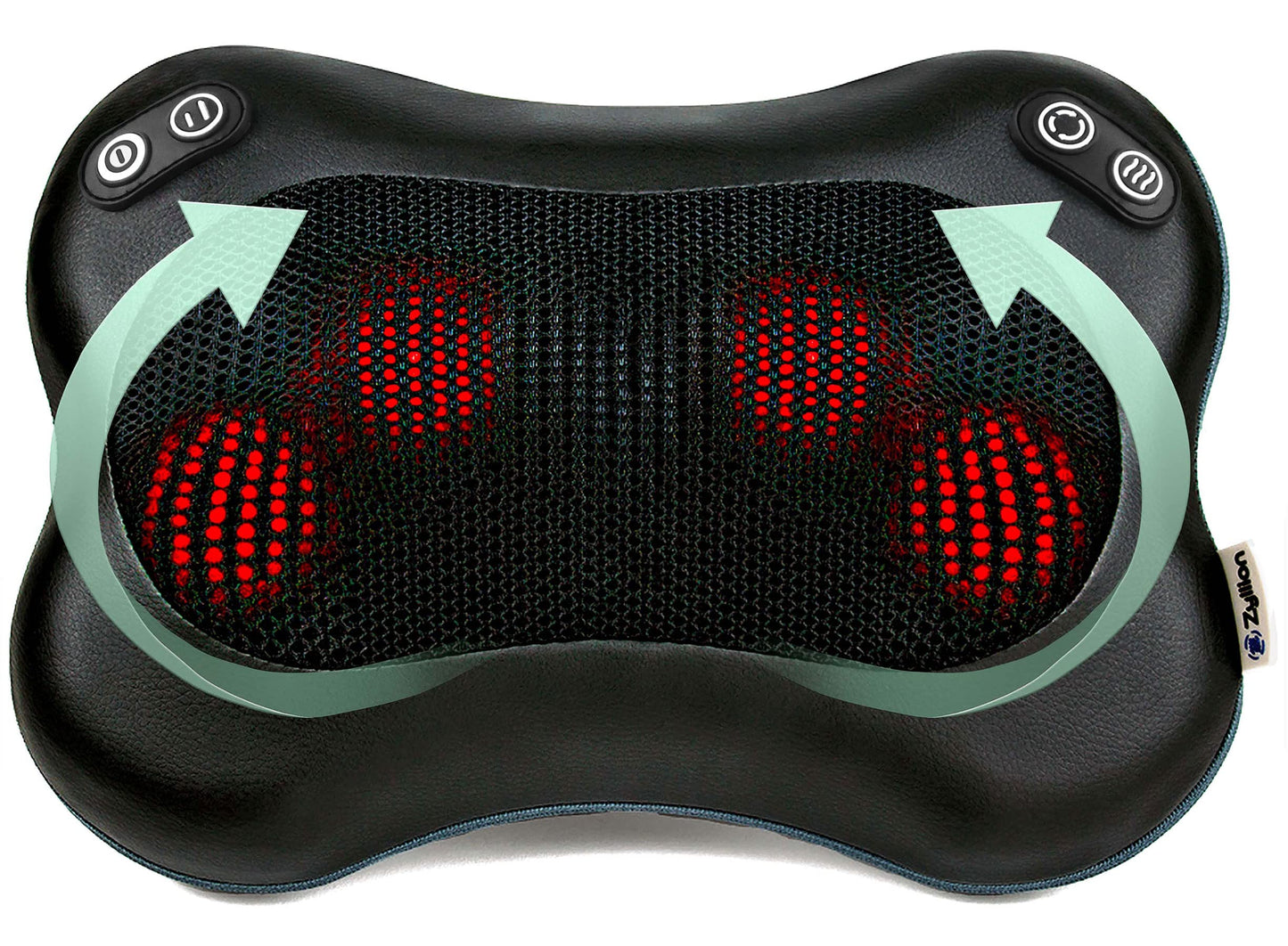 Zyllion Shiatsu Back and Neck Massager with Heat - 3D Kneading Deep Tissue Electric Massage Pillow with 2 Speeds & Rotation Control for Chair Car Muscle Pain Relief - Black (ZMA-34)