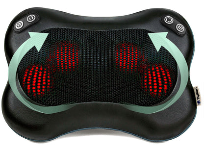Zyllion Shiatsu Back and Neck Massager with Heat - 3D Kneading Deep Tissue Electric Massage Pillow with 2 Speeds & Rotation Control for Chair Car Muscle Pain Relief - Black (ZMA-34)