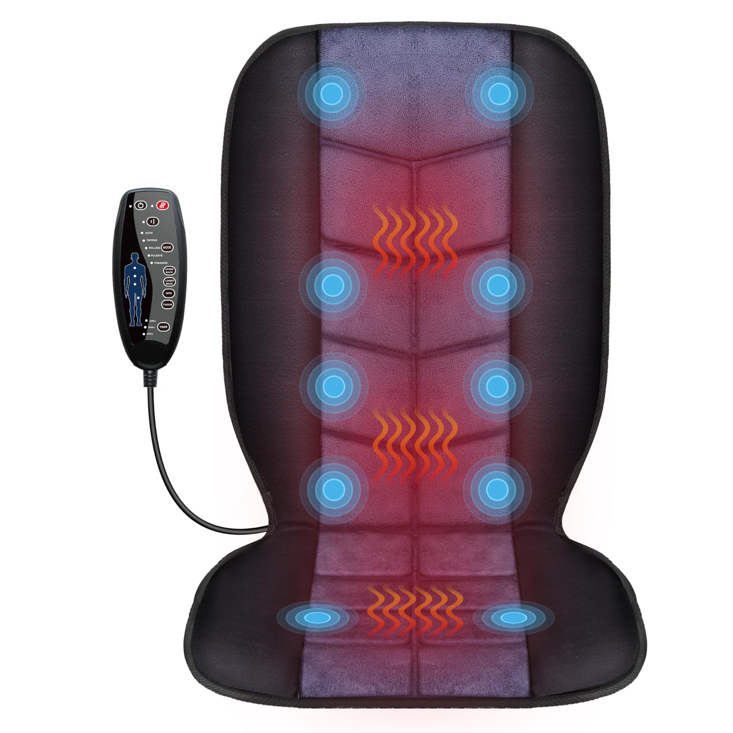 CILI Massage Chair PadBack Massager with HeatMassage Pad with 10 Vibration Motors Massage Seat Cushion Chair Massager with 30/60/90 Mins Timer Gifts for Mom Dad
